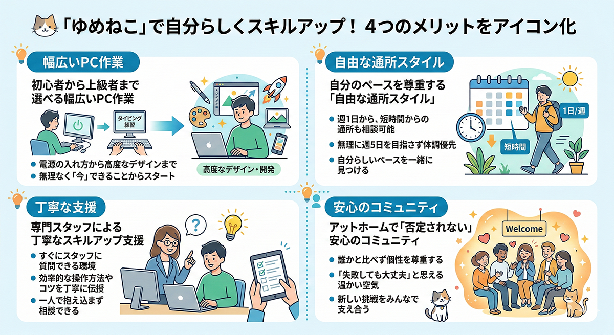 就労継続支援B型ゆめねこが選ばれるメリットまとめ